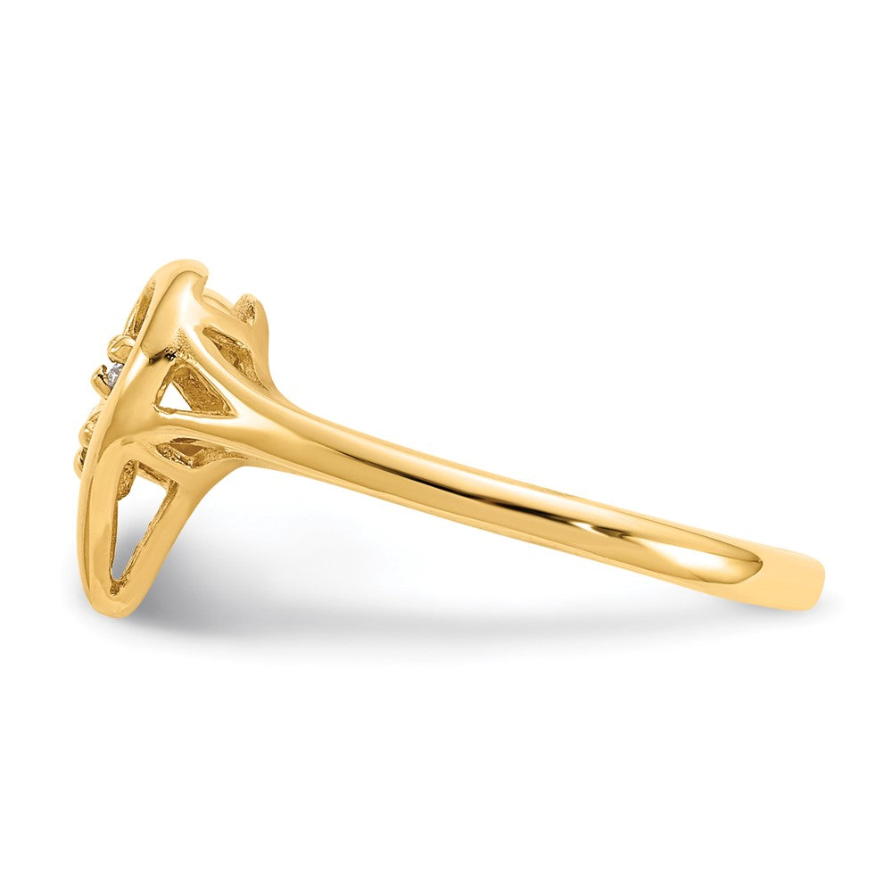 14k Polished A Diamond Swirled Heart Ring