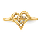 14k Polished AA Diamond Swirled Heart Ring