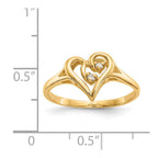 14k Polished AAA Diamond Swirled Heart Ring