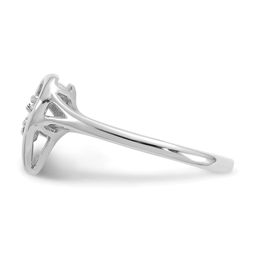 14k White Gold Polished VS Diamond Swirled Heart Ring