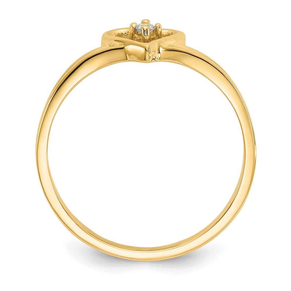 14k Polished AAA Diamond Heart Ring