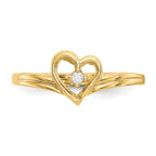 14k Polished AAA Diamond Heart Ring