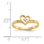 14k Polished AAA Diamond Heart Ring