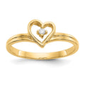 14k Polished A Diamond Heart Ring