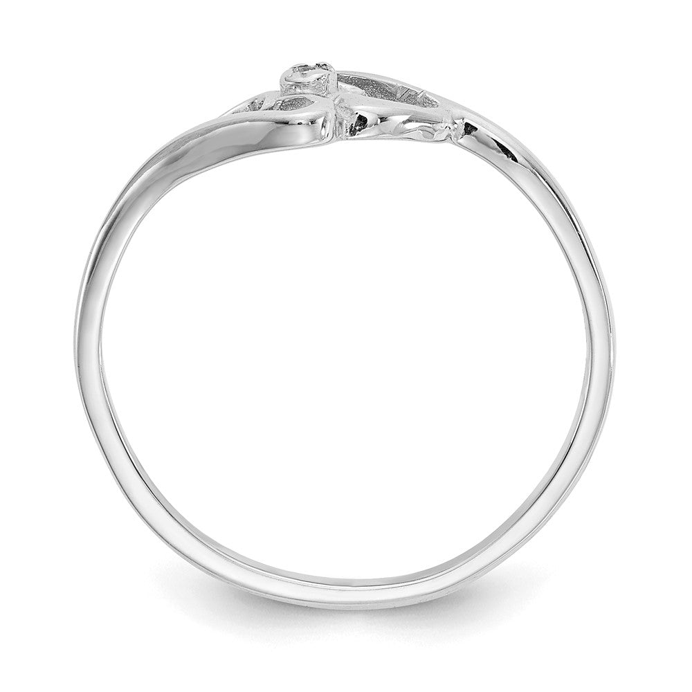 14k White Gold Polished A Diamond Two Hearts Ring