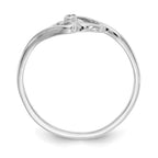 14k White Gold Polished AAA Diamond Two Hearts Ring