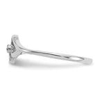 14k White Gold Polished A Diamond Two Hearts Ring