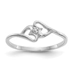 14k White Gold Polished VS Diamond Two Hearts Ring
