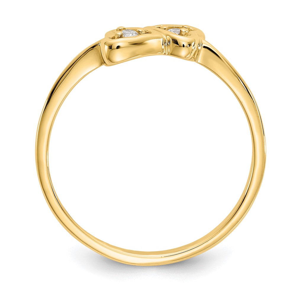 14k Polished 1/20 carat A Diamond Two Hearts Ring