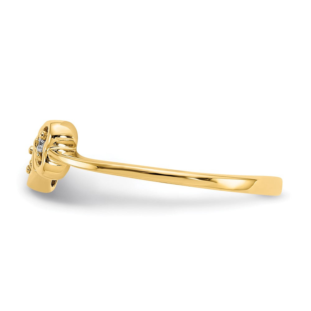 14k Polished 1/20 carat A Diamond Two Hearts Ring