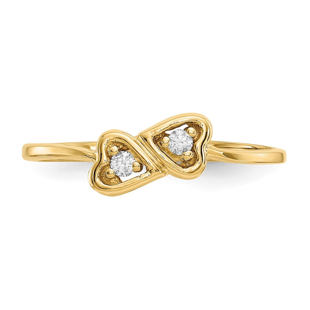 14k Polished 1/20 carat A Diamond Two Hearts Ring