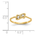 14k Polished 1/20 carat VS Diamond Two Hearts Ring
