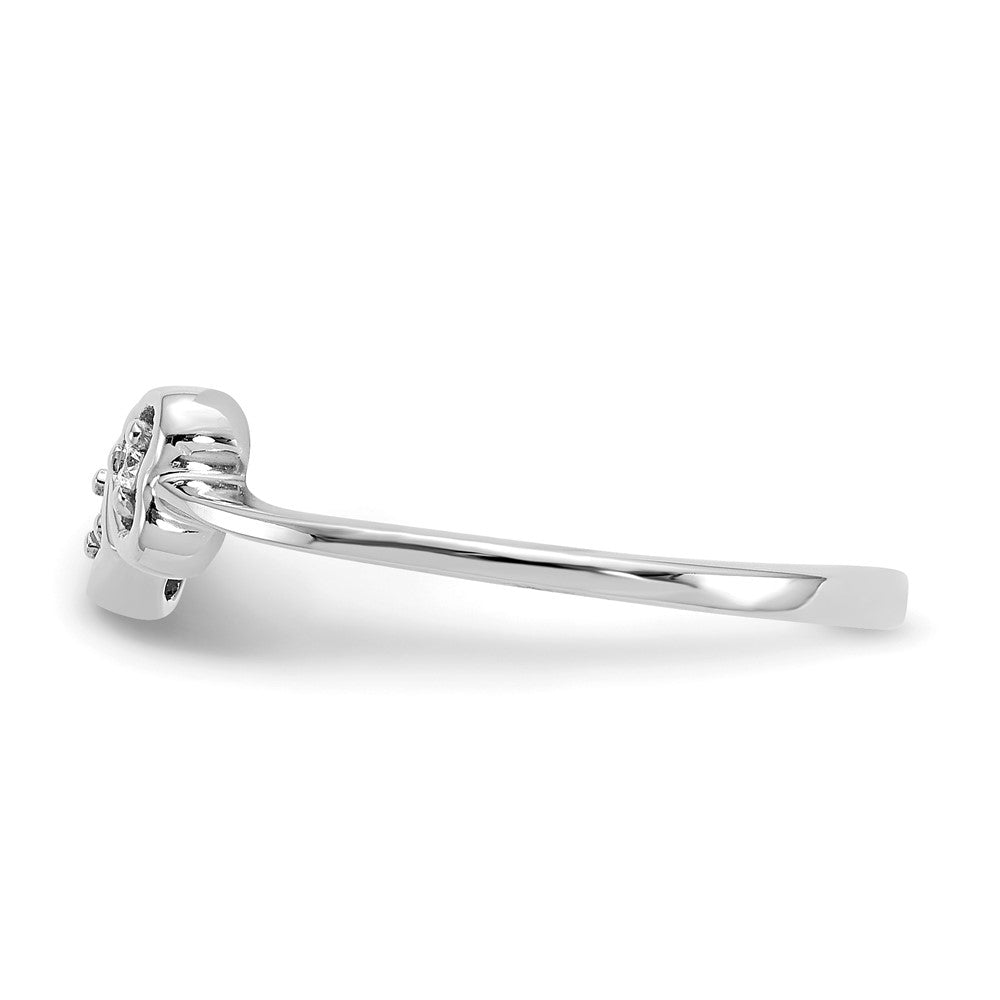 14k White Gold Polished 1/20 carat AA Diamond Two Hearts Ring