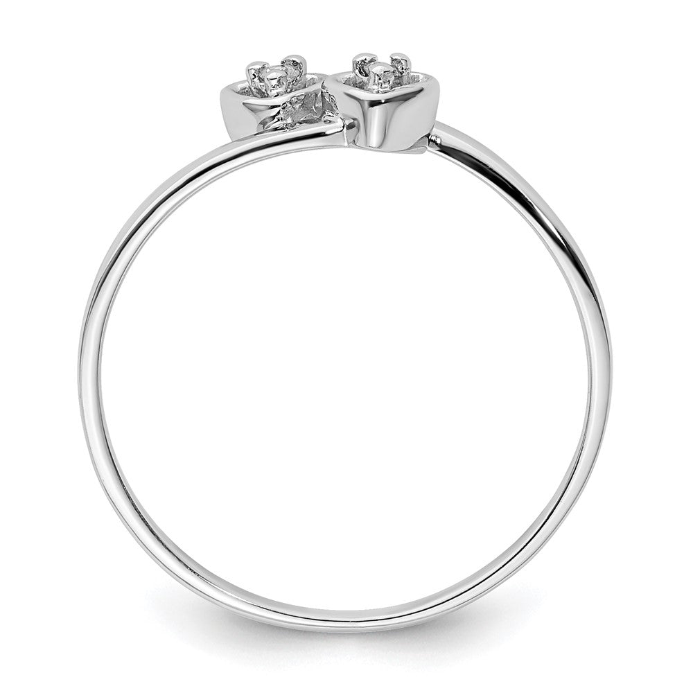 14k White Gold Polished A Diamond Two Hearts Ring