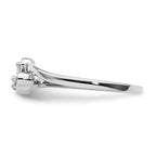 14k White Gold Polished A Diamond Two Hearts Ring