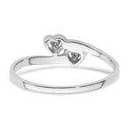 14k White Gold Polished VS Diamond Two Hearts Ring