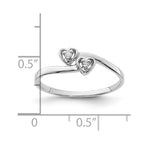 14k White Gold Polished A Diamond Two Hearts Ring