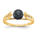 14k 6mm Black Freshwater Cultured Pearl Filigree Ring