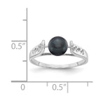 14k White Gold 6mm Black Freshwater Cultured Pearl Filigree Ring