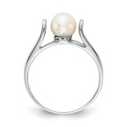 14k White Gold 6mm White Freshwater Cultured Pearl Filigree Ring