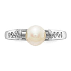 14k White Gold 6mm White Freshwater Cultured Pearl Filigree Ring