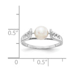14k White Gold 6mm White Freshwater Cultured Pearl Filigree Ring