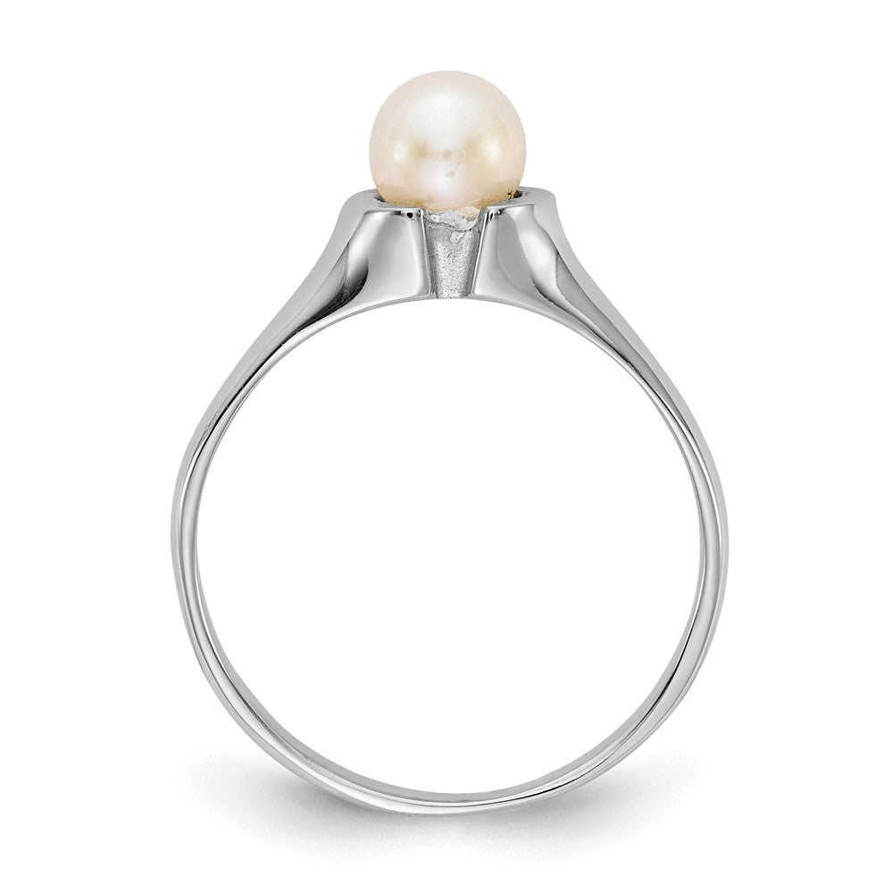 14k White Gold 5mm White Freshwater Cultured Pearl Ring