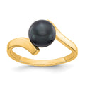 14k 7mm Black Freshwater Cultured Pearl Bypass Ring