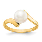 14k 7mm White Freshwater Cultured Pearl Bypass Ring