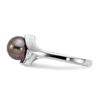 14k White Gold 7mm Black Freshwater Cultured Pearl Bypass Ring