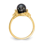 14k 7mm Black Freshwater Cultured Pearl and A Diamond Ring