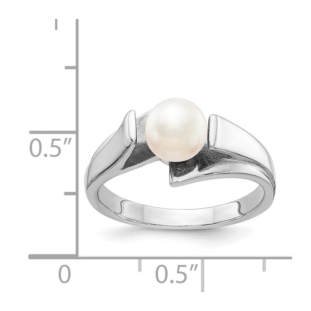 14k White Gold 6mm White Freshwater Cultured Pearl Ring