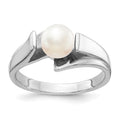 14k White Gold 6mm White Freshwater Cultured Pearl Ring