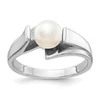 14k White Gold 6mm White Freshwater Cultured Pearl Ring