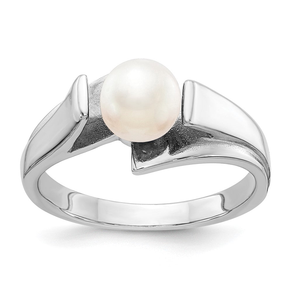 14k White Gold 6mm White Freshwater Cultured Pearl Ring
