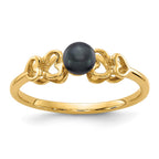 14k 4mm Black Freshwater Cultured Pearl Heart Ring