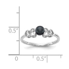 14k White Gold 4mm Black Freshwater Cultured Pearl Heart Ring