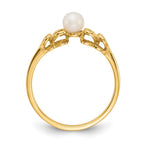 14k White Gold 4mm White Freshwater Cultured Pearl Heart Ring