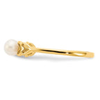 14k White Gold 4mm White Freshwater Cultured Pearl Heart Ring