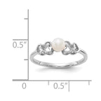 14k White Gold 4mm White Freshwater Cultured Pearl Heart Ring