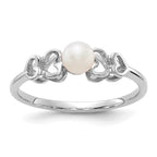 14k White Gold 4mm White Freshwater Cultured Pearl Heart Ring