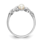 14k White Gold 4mm White Freshwater Cultured Pearl Twisted Ring