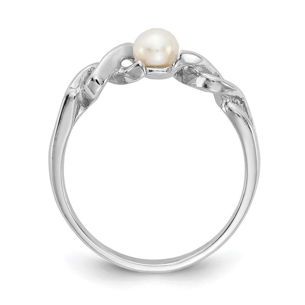 14k White Gold 4mm White Freshwater Cultured Pearl Twisted Ring
