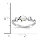 14k White Gold 4mm White Freshwater Cultured Pearl Twisted Ring