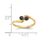 14k 3mm Black Freshwater Cultured Two-Pearl Ring