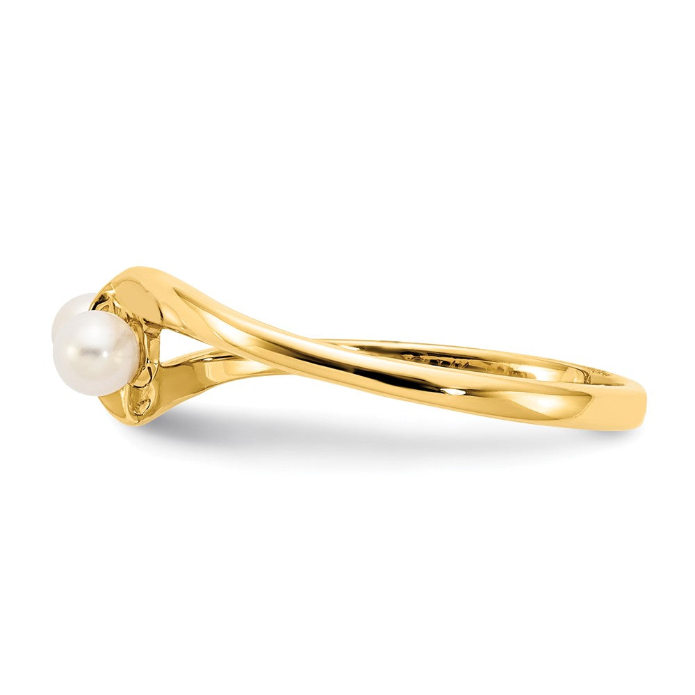 14k 3mm White Freshwater Cultured Two-Pearl Ring