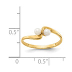 14k 3mm White Freshwater Cultured Two-Pearl Ring