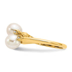 14k 6mm White Freshwater Cultured Two-Pearl and 1/20 carat AAA Diamond Ring