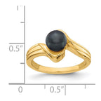 14k 6mm Black Freshwater Cultured Pearl Bypass Ring