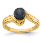 14k 6mm Black Freshwater Cultured Pearl Bypass Ring